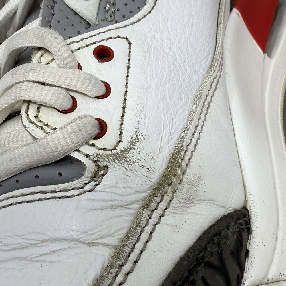 Nike Air Jordan 3 Retro Sneakers Mens 9 Fire Red White Cement Black Shoes - Picture 8 of 16